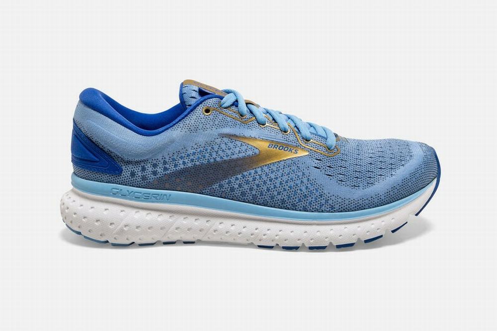 Chaussures Running Brooks Glycerin 18 Femme Fleur / Bleu / Doré | FU3869042